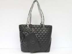 AAA Chanel Classic Black Tote Bags with Black Patent CC Logo 9005 Knockoff